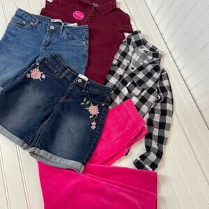 Levi’s Children’s Place Plaid Shirt Polo Pants Shorts Girls Bundle Size 7/8 YO